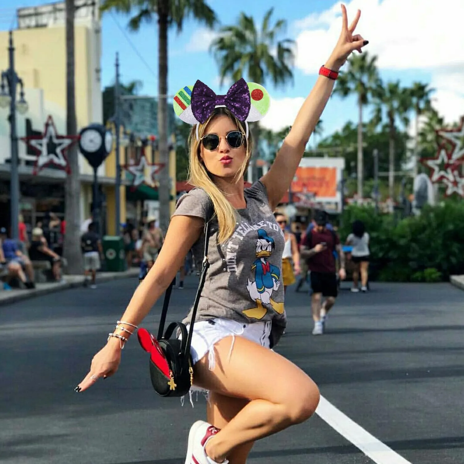 Minnie Ears Headband, Yellow Mouse Ears, Sparkle Silver Princess Ears for Women Girls (Buzz Light Year)