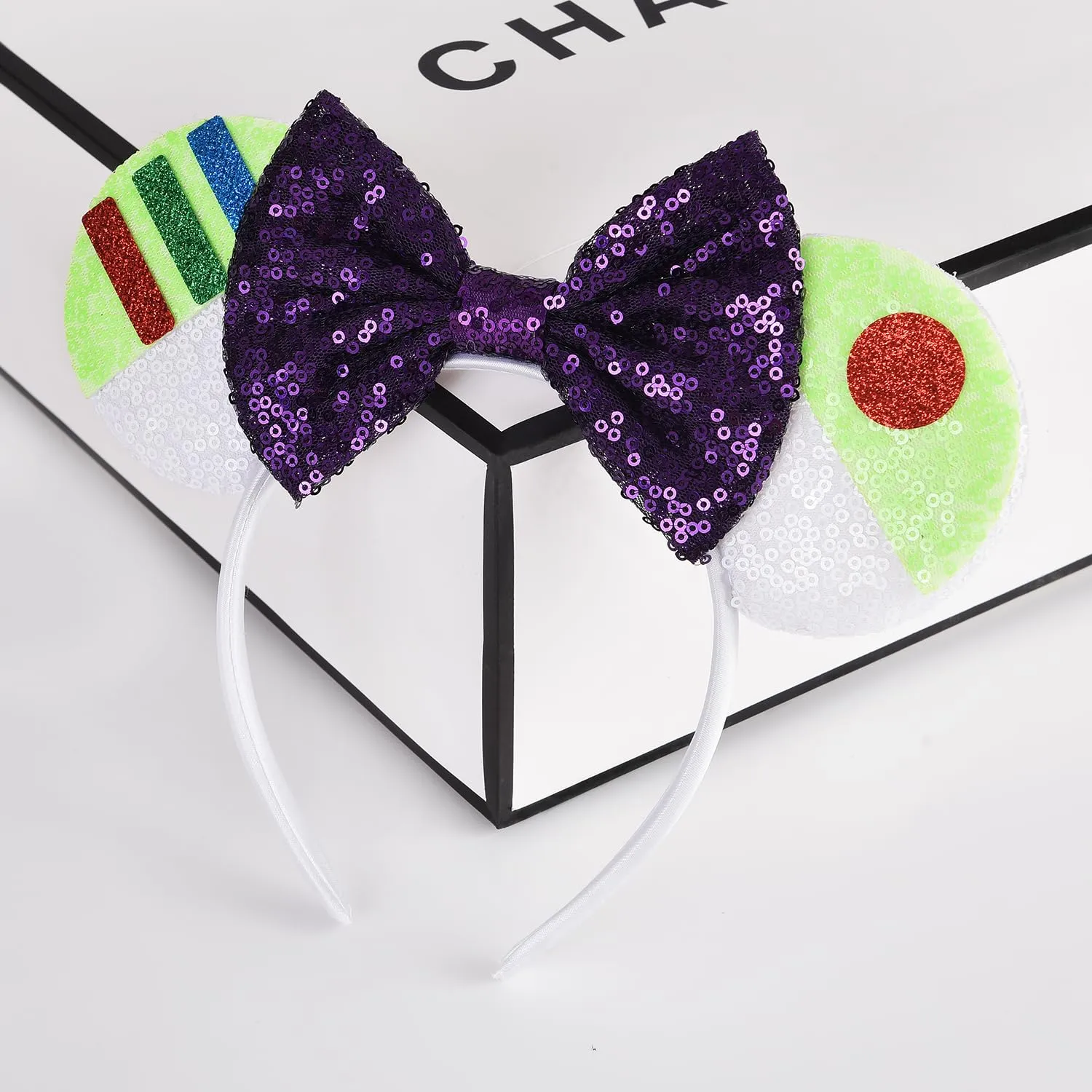 Minnie Ears Headband, Yellow Mouse Ears, Sparkle Silver Princess Ears for Women Girls (Buzz Light Year)