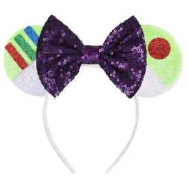 Minnie Ears Headband, Yellow Mouse Ears, Sparkle Silver Princess Ears for Women Girls (Buzz Light Year)