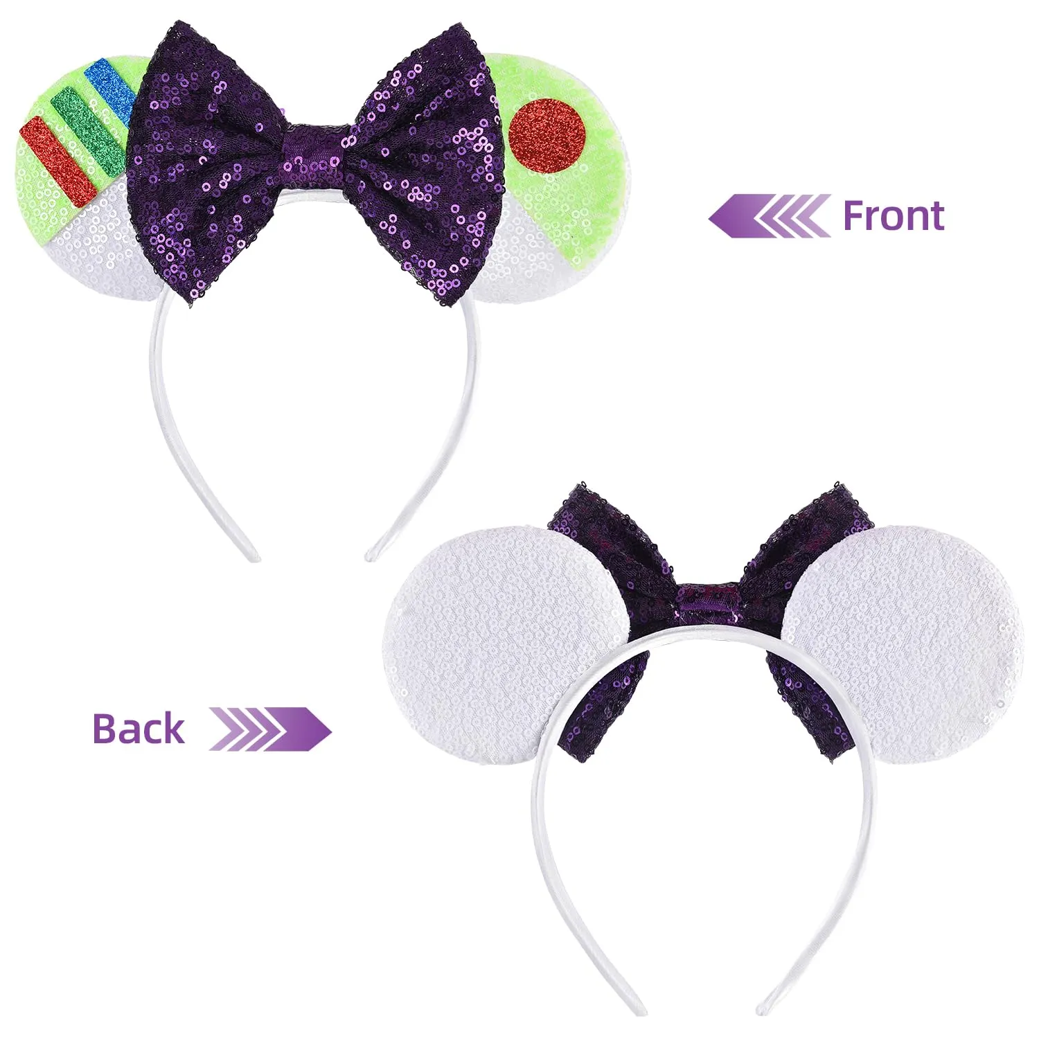 Minnie Ears Headband, Yellow Mouse Ears, Sparkle Silver Princess Ears for Women Girls (Buzz Light Year)