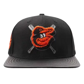 MLB BALTIMORE ORIOLES MASHUP UNISEX WOOL LEATHER STRAPBACK HAT (BLACK)