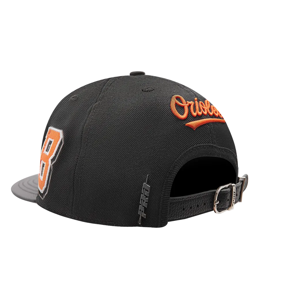 MLB BALTIMORE ORIOLES MASHUP UNISEX WOOL LEATHER STRAPBACK HAT (BLACK)