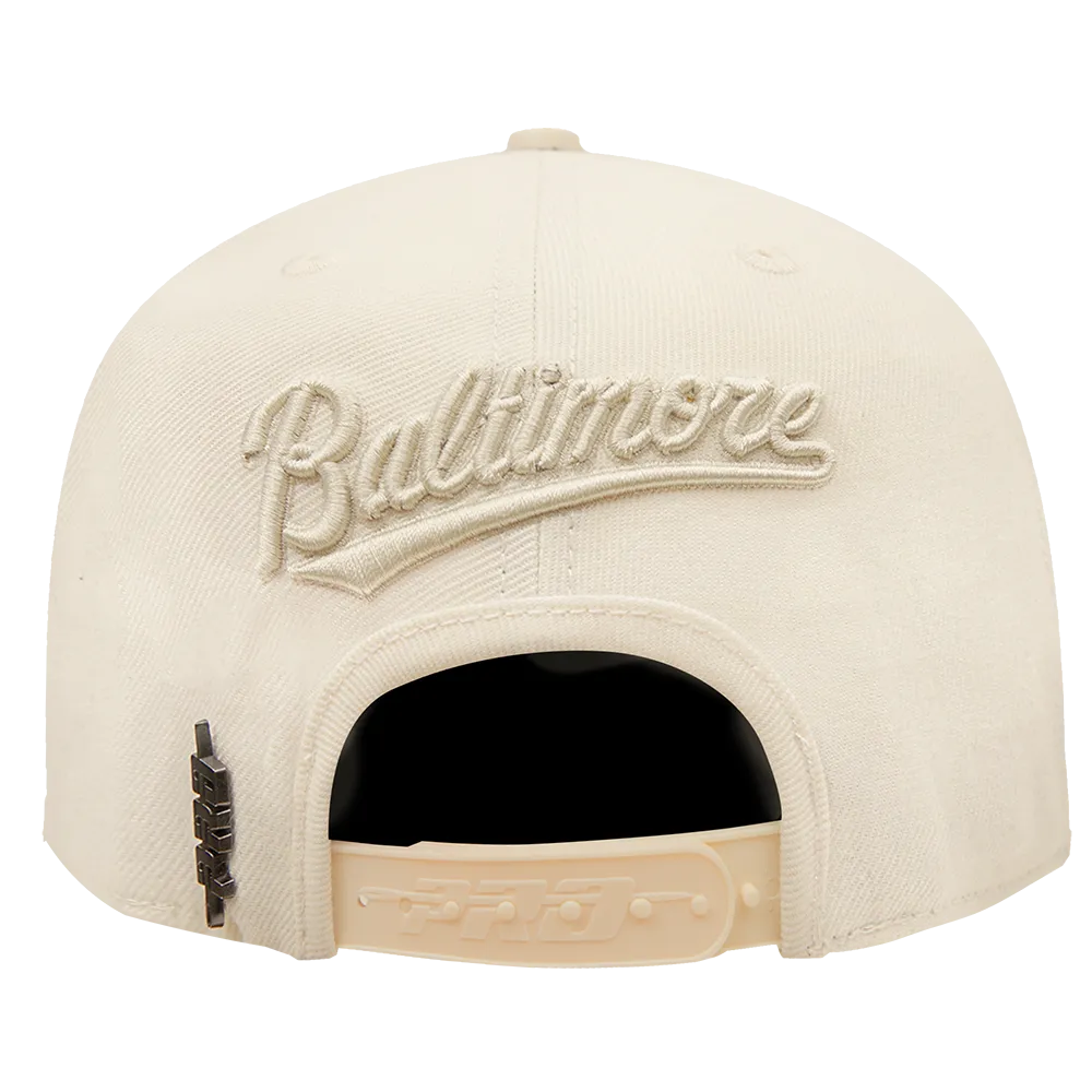 MLB BALTIMORE ORIOLES NEUTRAL WOOL UNISEX SNAPBACK HAT (EGGSHELL)