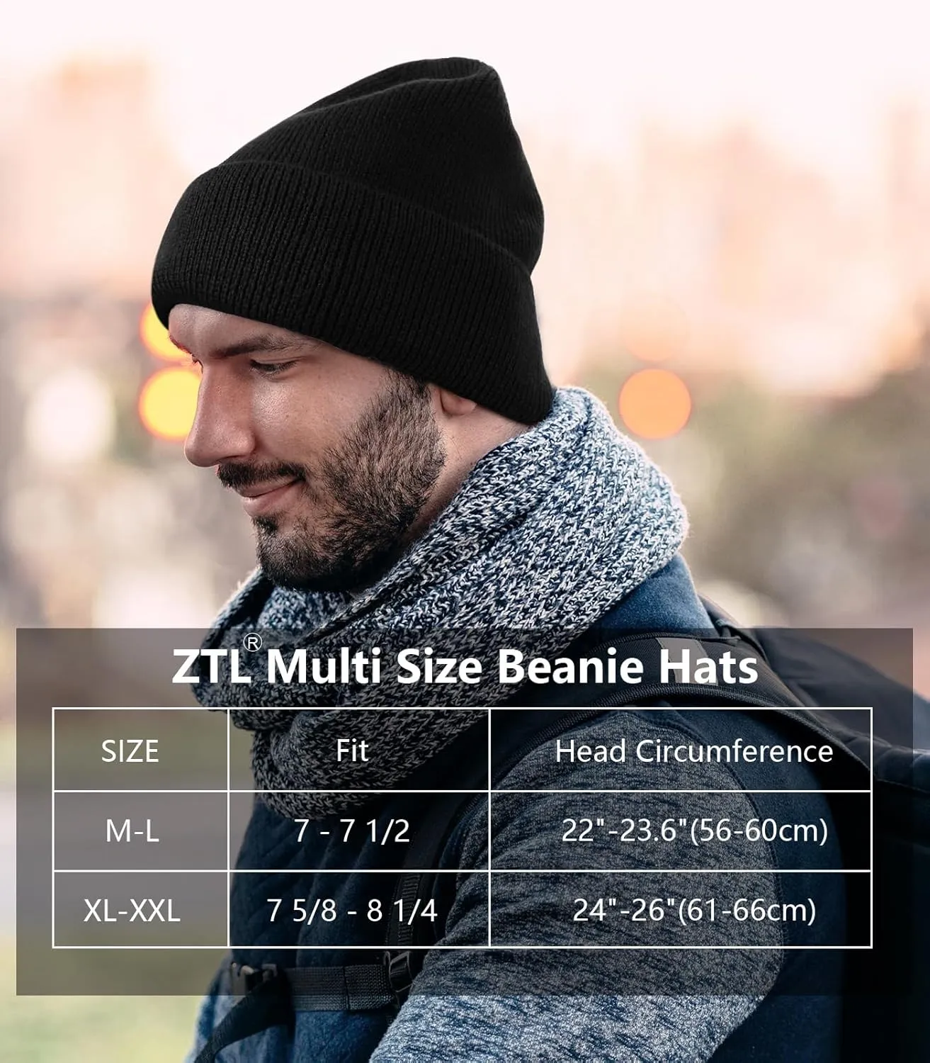 M/L/XL/XXL Waterproof Merino Wool Beanie for Men Women, Warm Fleece Lined Rainproof Windproof Winter Hat for All Weather