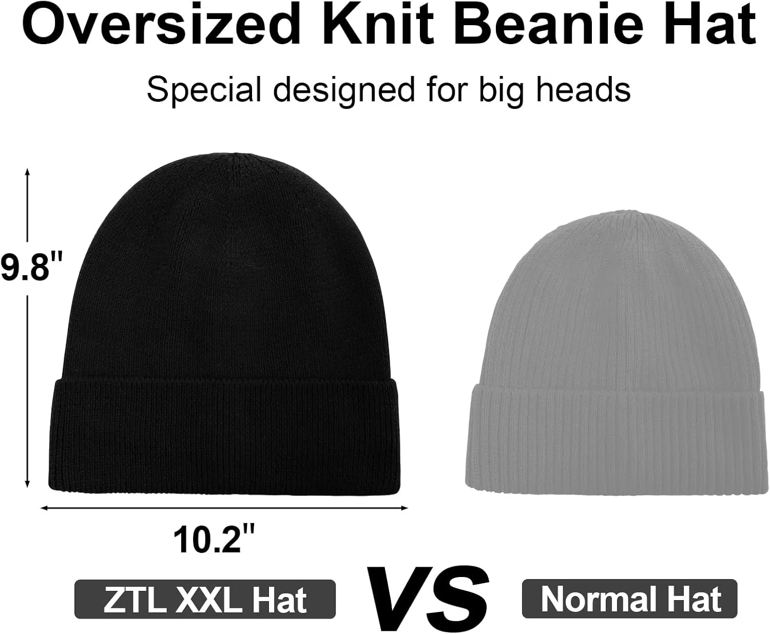 M/L/XL/XXL Waterproof Merino Wool Beanie for Men Women, Warm Fleece Lined Rainproof Windproof Winter Hat for All Weather