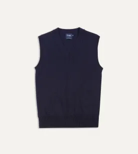 Navy Merino Wool Knitted Vest