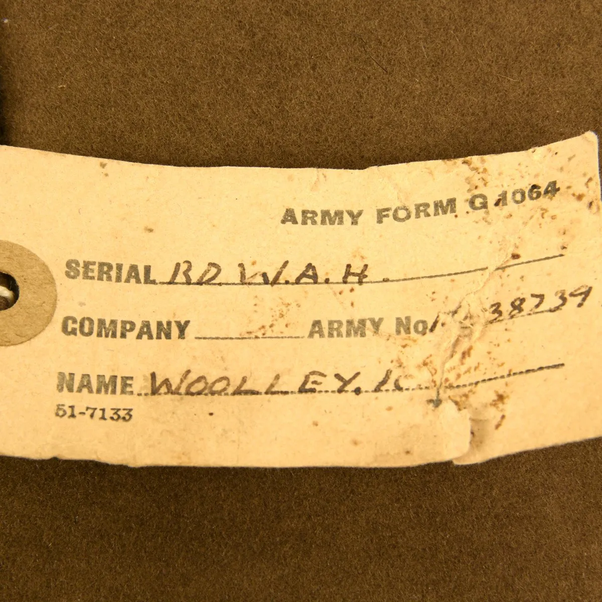 Original British WWII 1943 Chindits Special Forces WAFF Named Tropical Slouch Bush Hat