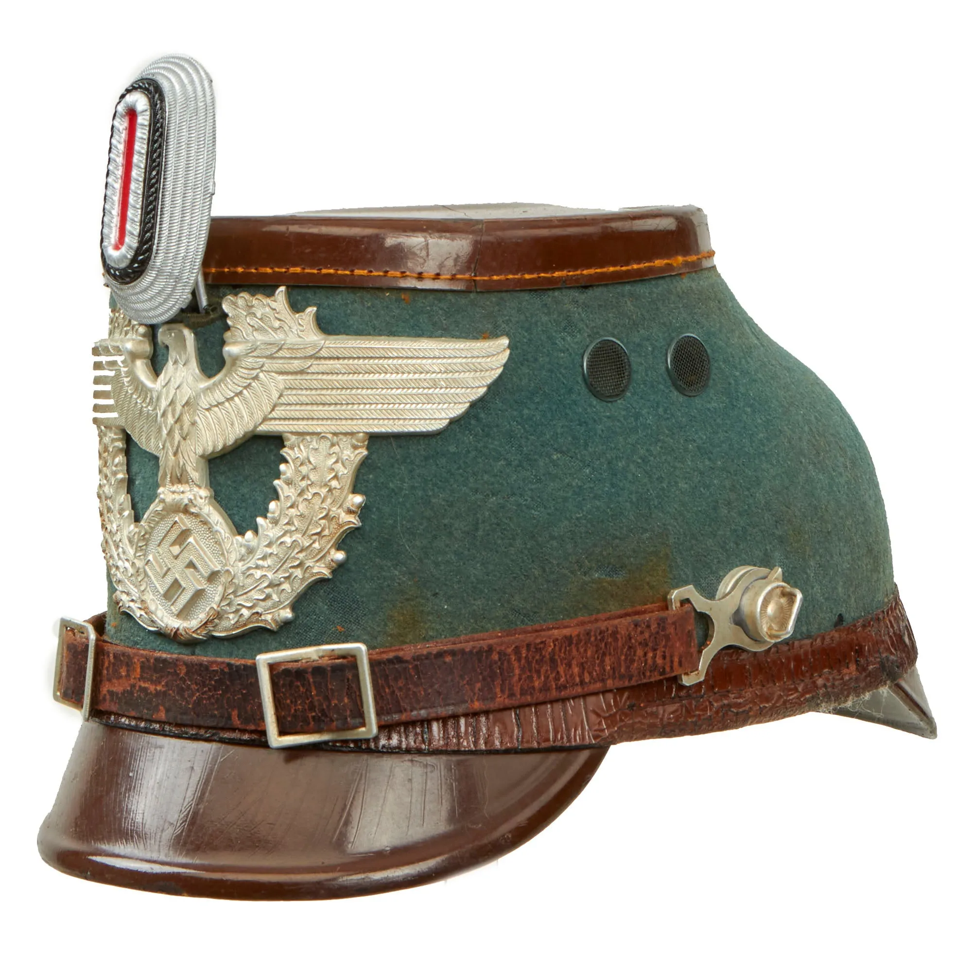 Original German WWII 1937 Dated Late Pattern Rural Police Shako by EREL - Size 61