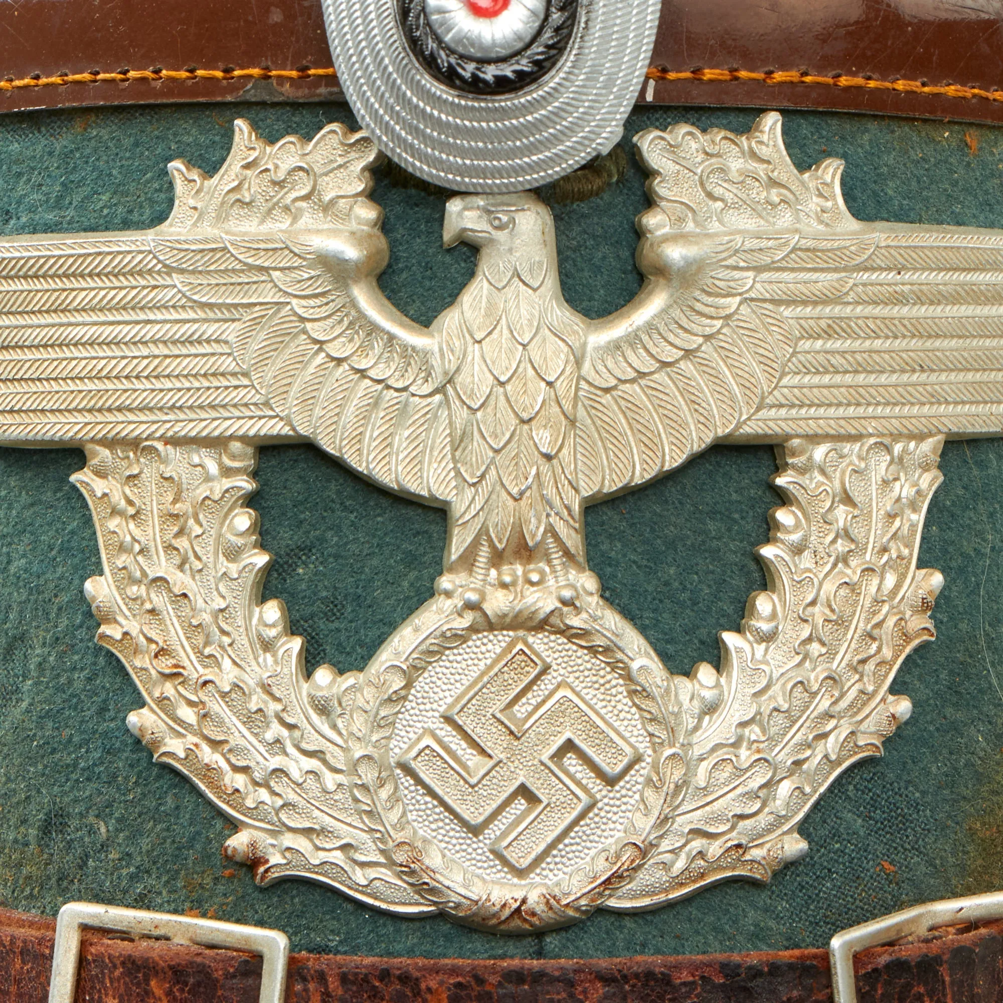 Original German WWII 1937 Dated Late Pattern Rural Police Shako by EREL - Size 61