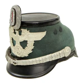 Original German WWII 1938 Dated Late Pattern Metropolitan Police Officer Shako by EREL with Chin Scales & Bullion Cockade - Size 56 ½ cm