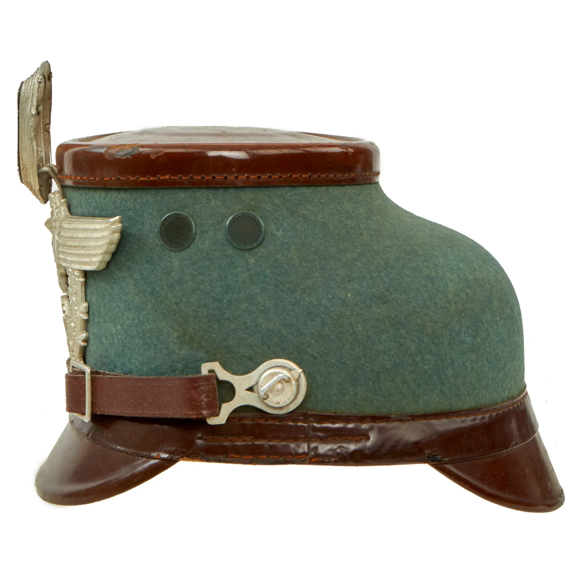 Original German WWII 1939 Dated Late Pattern Rural Police Shako by EREL - Size 56