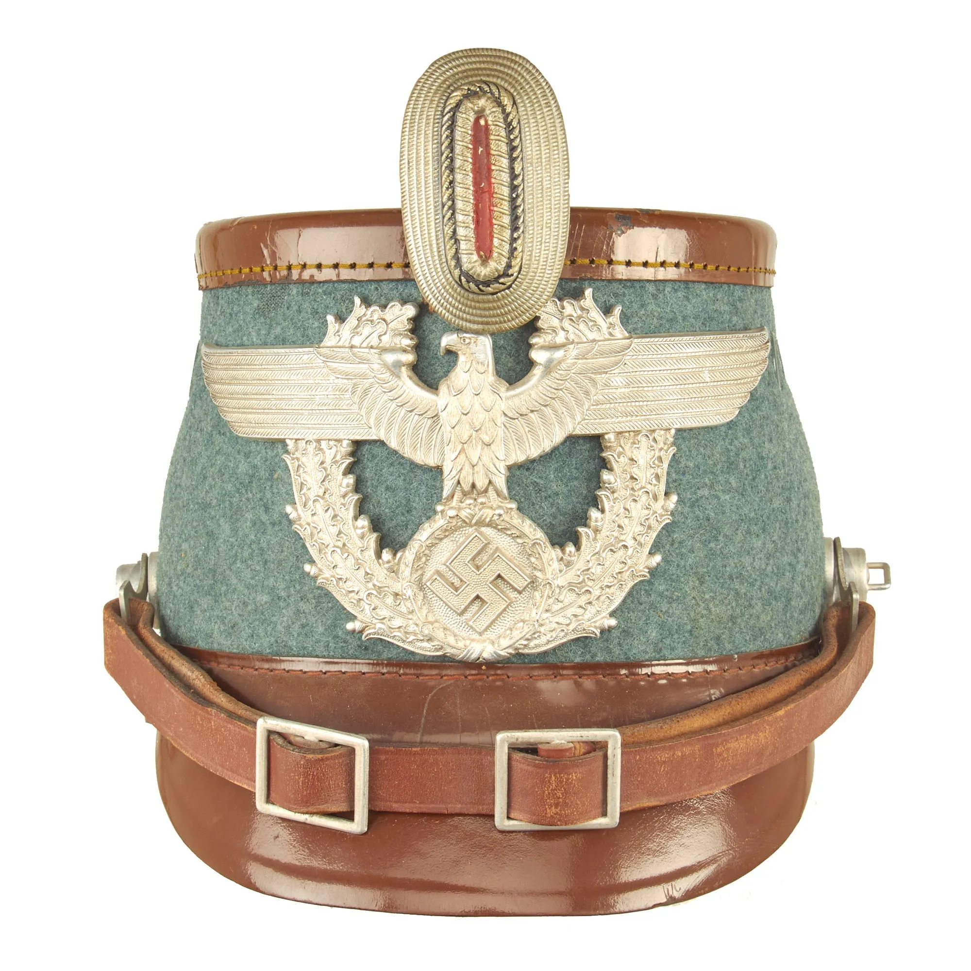 Original German WWII 1941 Dated Late Pattern Rural Police Shako by EREL - Size 57