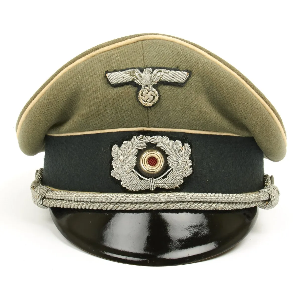 Original German WWII Army Heer Officer Visor Cap by EREL (Double Marked)
