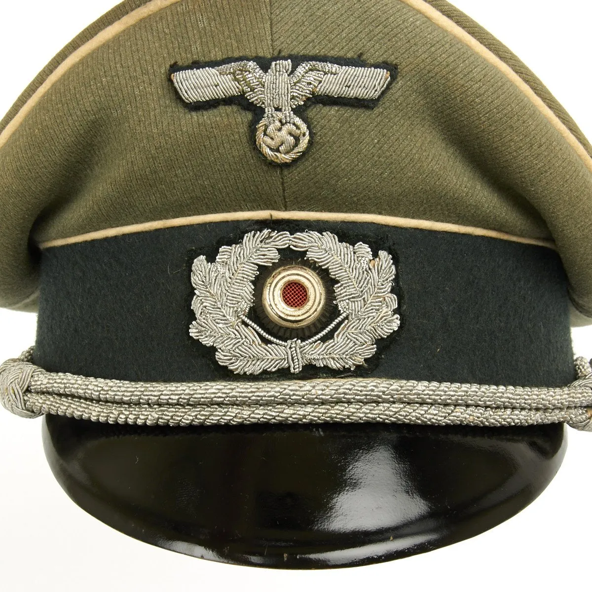 Original German WWII Army Heer Officer Visor Cap by EREL (Double Marked)