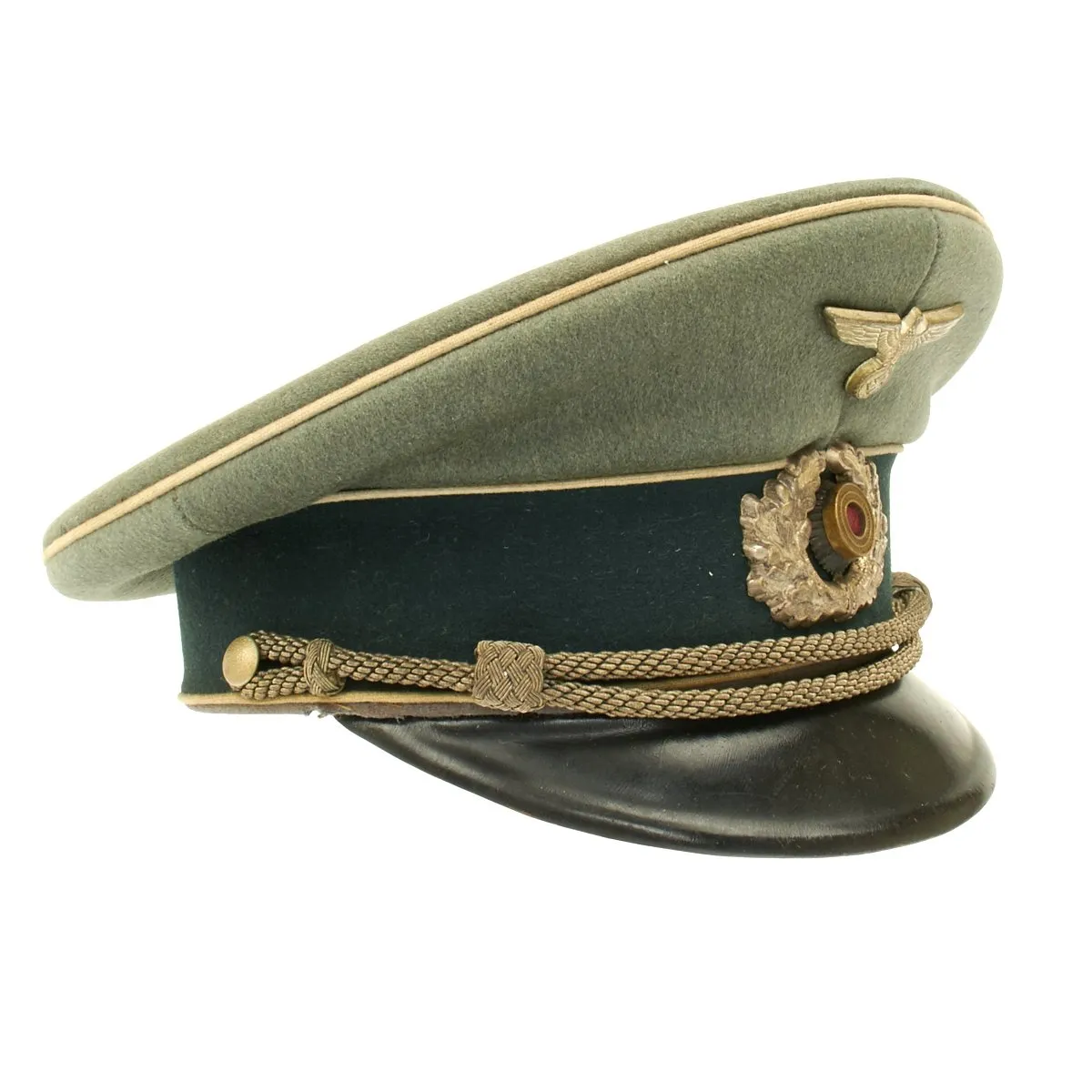 Original German WWII Army Heer Officer Visor Cap - Maker Marked