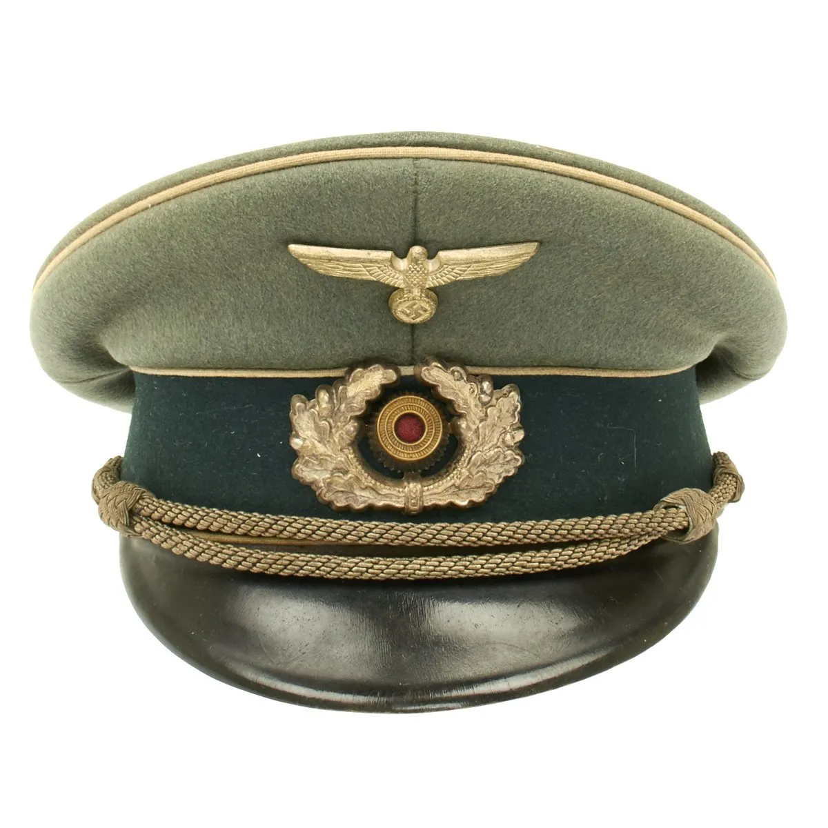 Original German WWII Army Heer Officer Visor Cap - Maker Marked