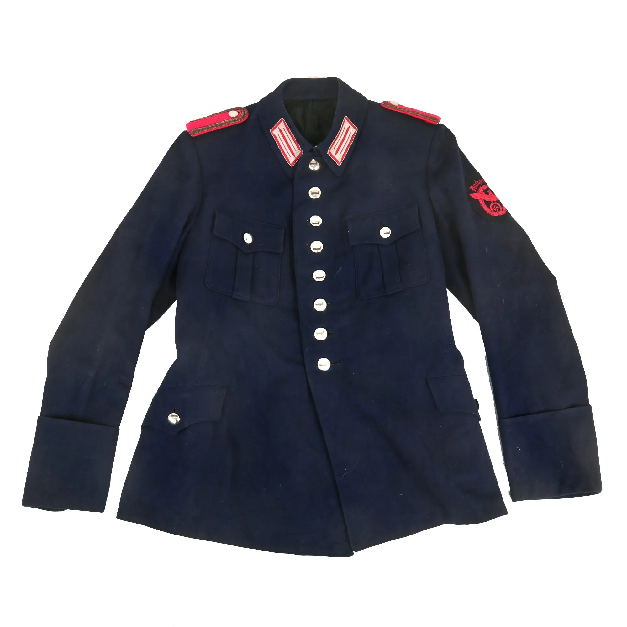 Original German WWII Feuerschutzpolizei Fire Protection Police Wachtmeister NCO's M36 Uniform Tunic and Named 57cm Visor Cap
