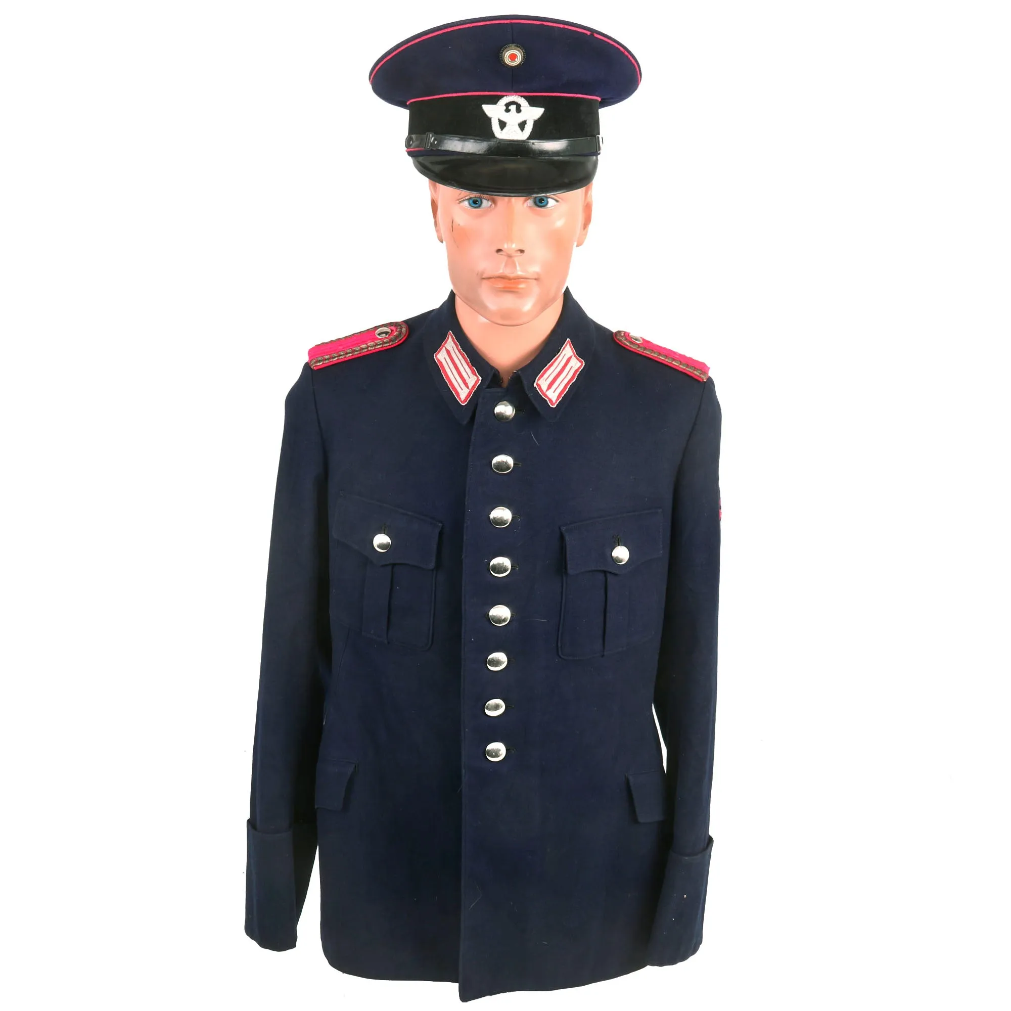 Original German WWII Feuerschutzpolizei Fire Protection Police Wachtmeister NCO's M36 Uniform Tunic and Named 57cm Visor Cap