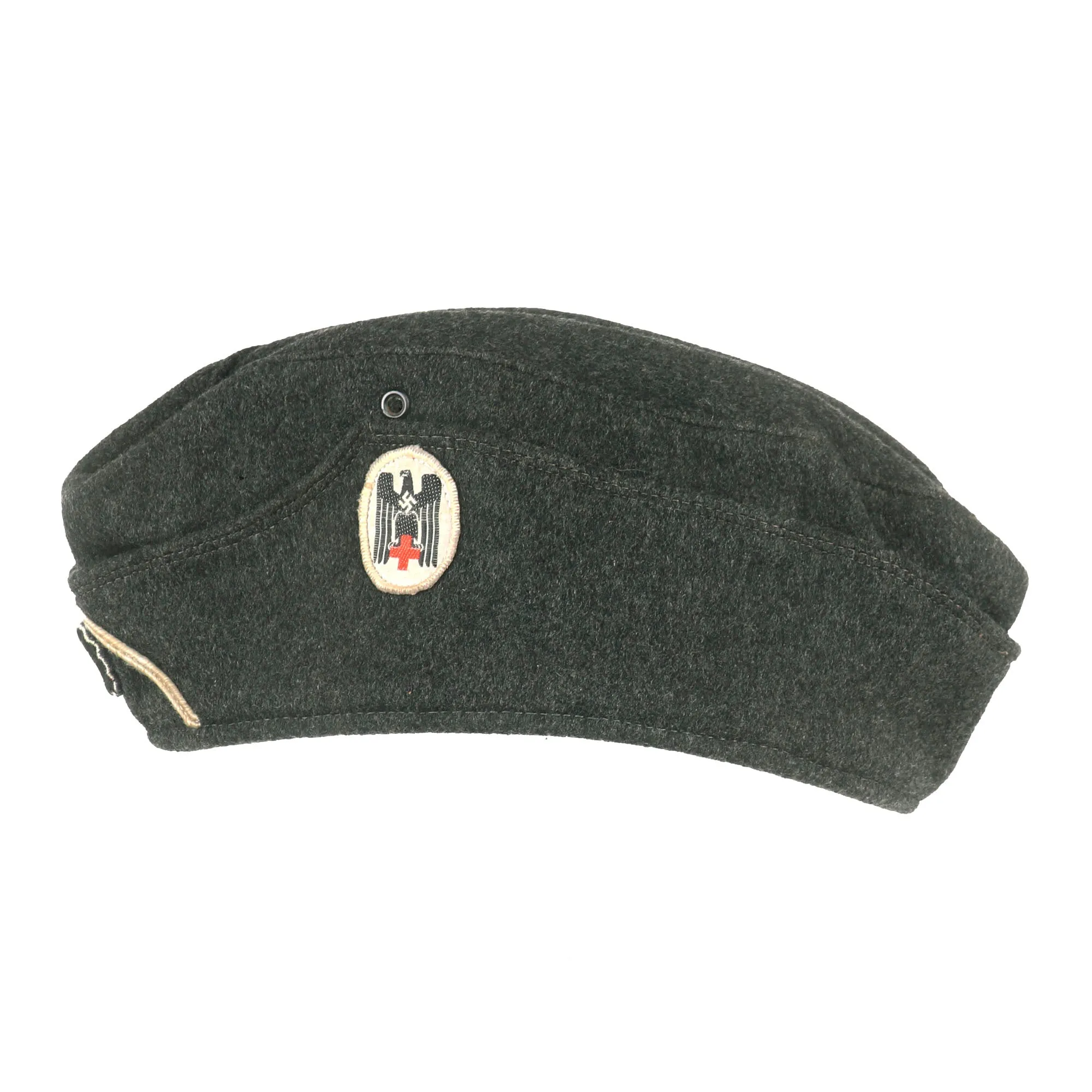 Original German WWII Red Cross DRK EM/NCO M38 Overseas Cap - Size 54 - Deutsches Rotes Kreuz