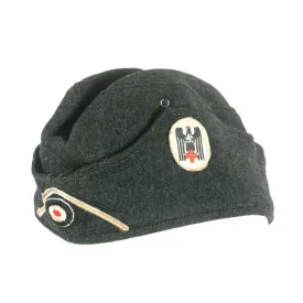 Original German WWII Red Cross DRK EM/NCO M38 Overseas Cap - Size 54 - Deutsches Rotes Kreuz