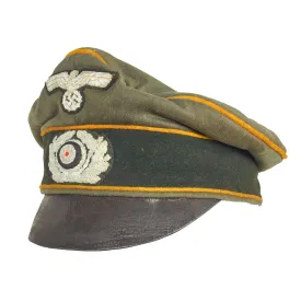 Original German WWII Service Used Heer Cavalry Officer Schirmmütze Visor Crush Cap by Peküro - Size 57