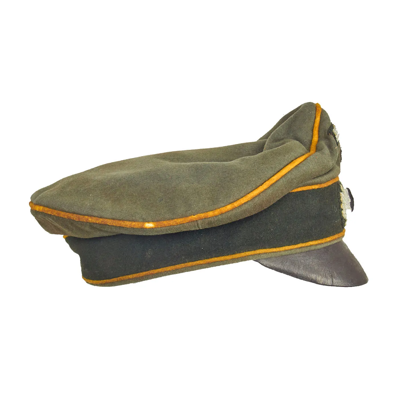 Original German WWII Service Used Heer Cavalry Officer Schirmmütze Visor Crush Cap by Peküro - Size 57