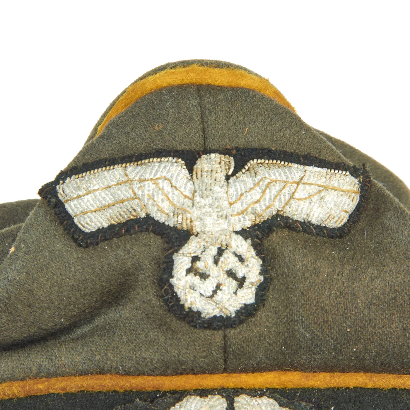 Original German WWII Service Used Heer Cavalry Officer Schirmmütze Visor Crush Cap by Peküro - Size 57