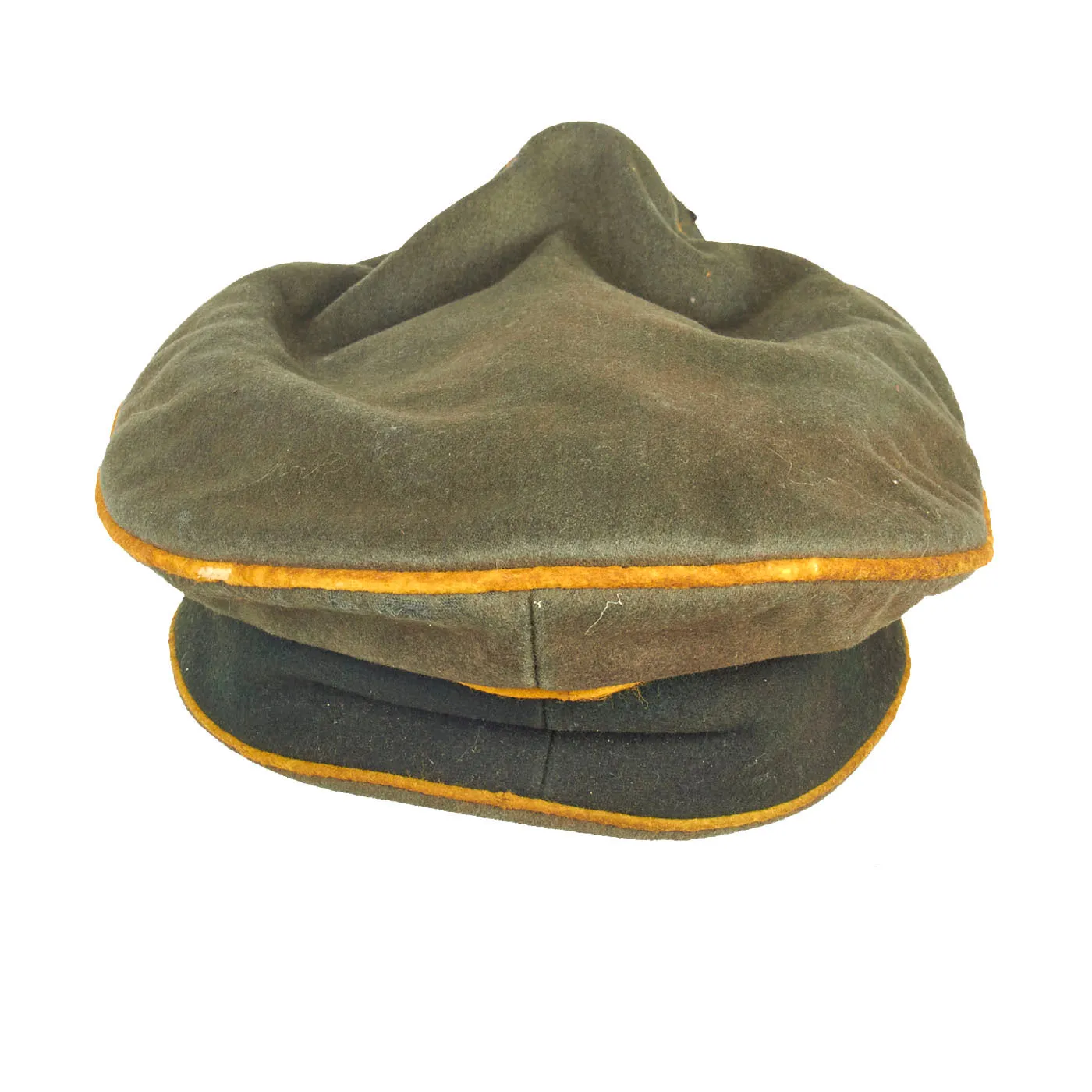 Original German WWII Service Used Heer Cavalry Officer Schirmmütze Visor Crush Cap by Peküro - Size 57