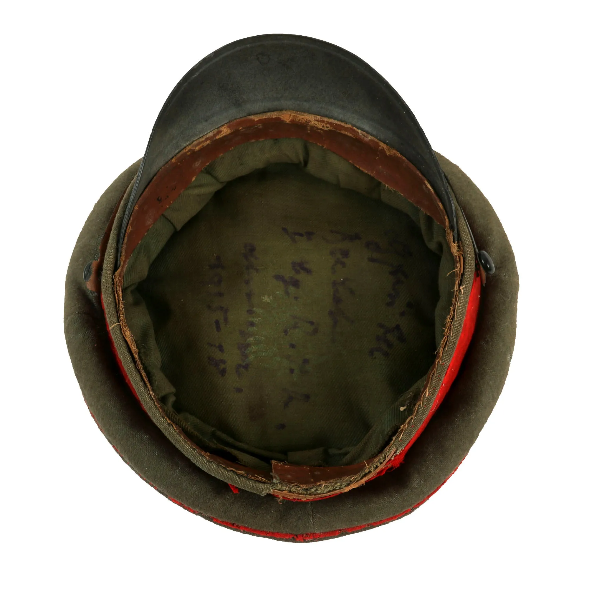 Original Imperial German WWI Bavarian M1910 Feldgrau Infantry Officer Schirmmütze Visor Cap with Inscription on Interior