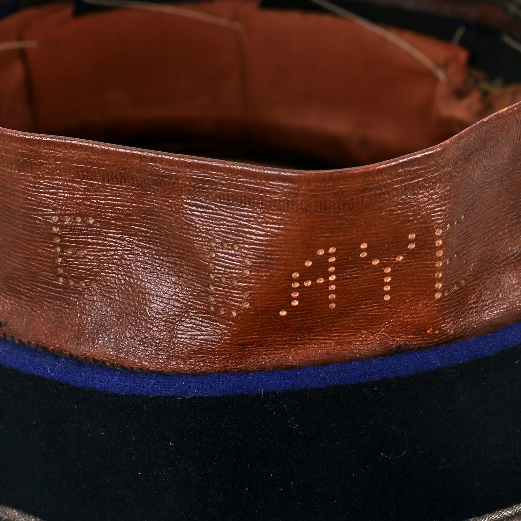 Original Imperial German WWI Principality of Lippe Dark Blue Technical Troops Officer Visor Cap by H. Denecke - SIZE: 55 ¼