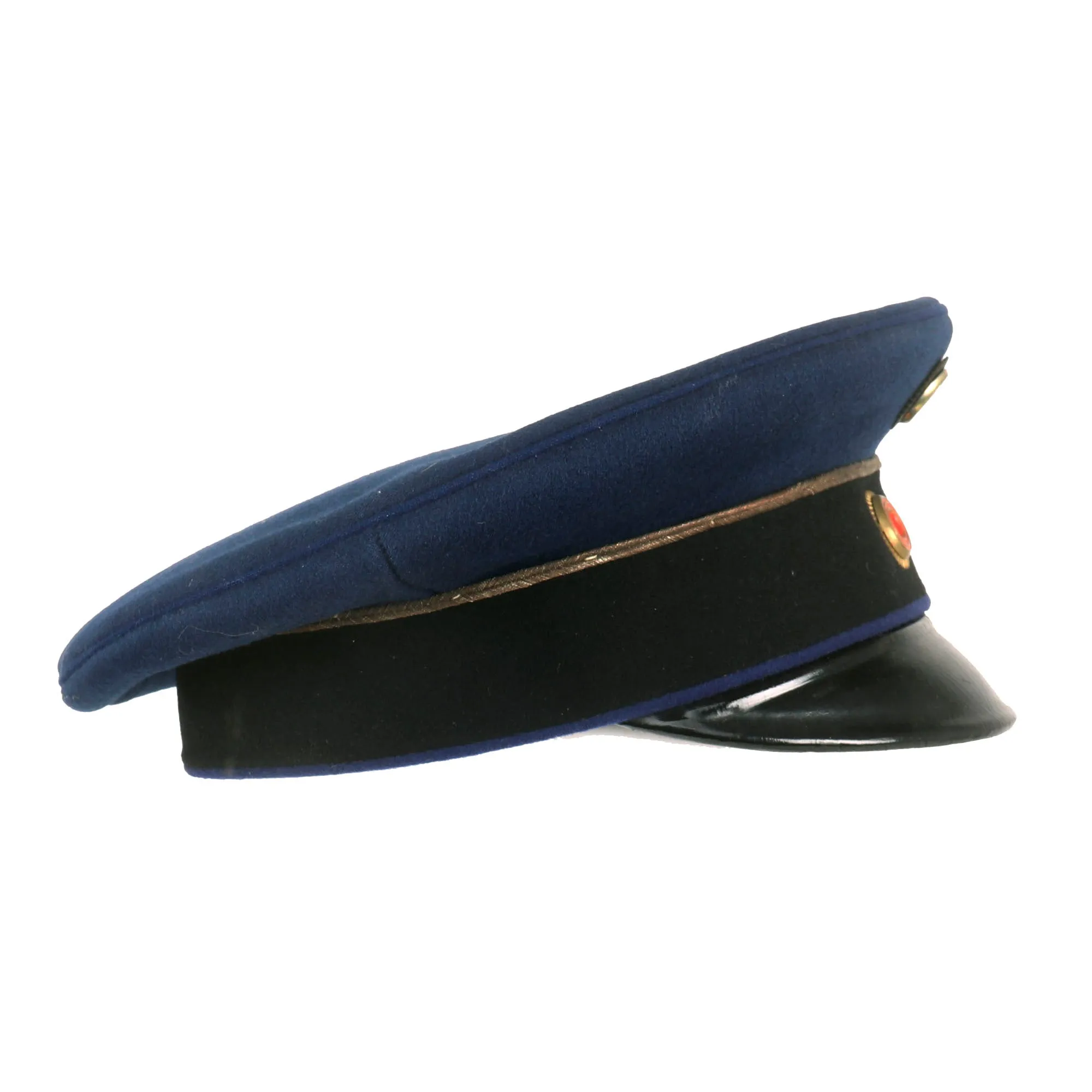 Original Imperial German WWI Principality of Lippe Dark Blue Technical Troops Officer Visor Cap by H. Denecke - SIZE: 55 ¼