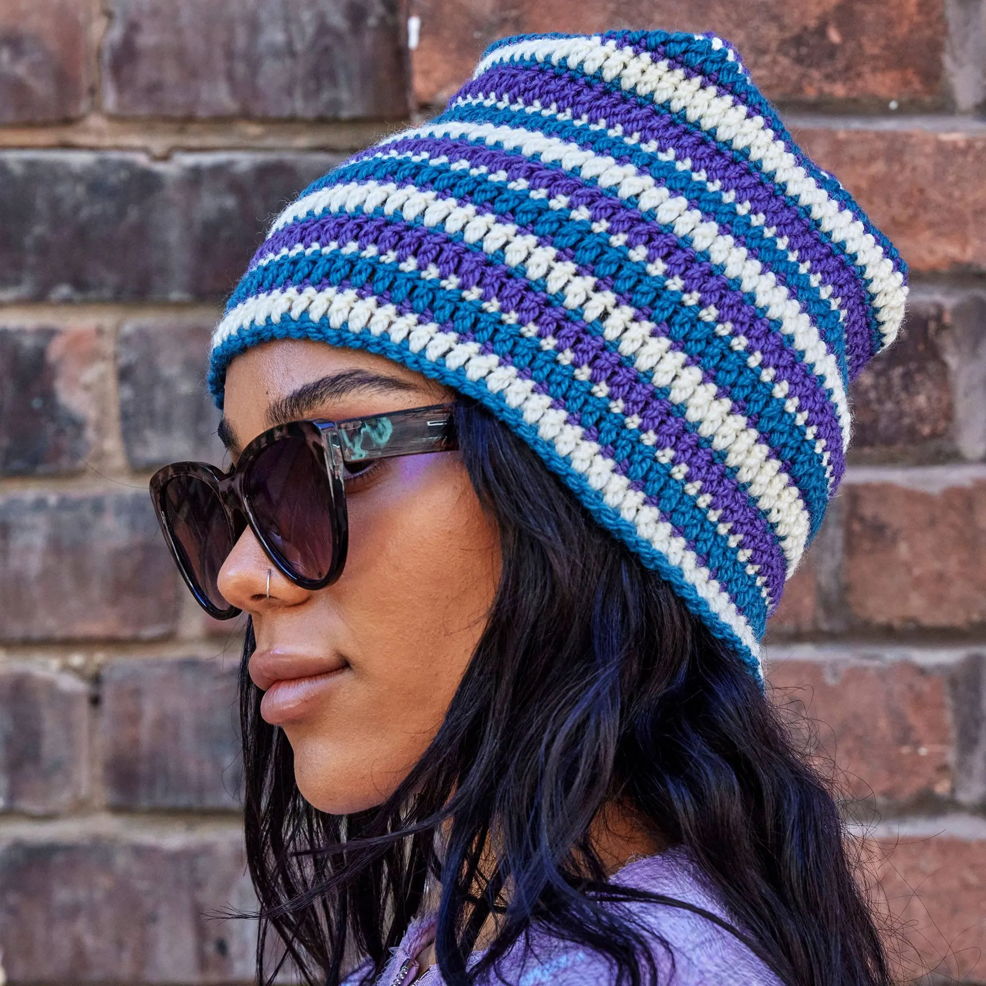 Patons Laura's Striped Crochet Hat