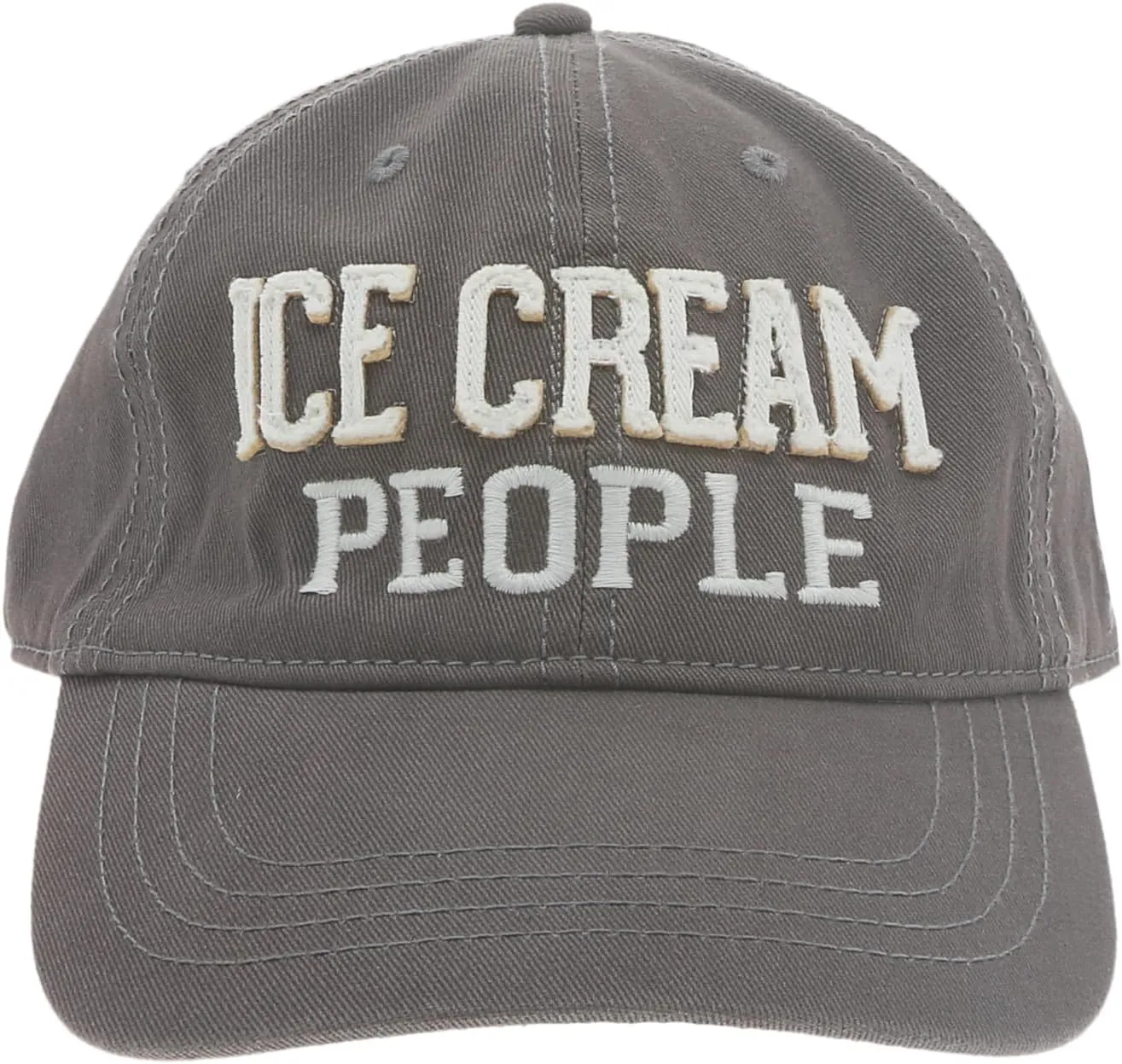 Pavilion Gift Company People Unisex Adjustable Hat, Vintage Baseball Cap, Distressed Cotton, Gifts for Ice Cream Lovers, Dark, Gray & White