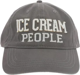 Pavilion Gift Company People Unisex Adjustable Hat, Vintage Baseball Cap, Distressed Cotton, Gifts for Ice Cream Lovers, Dark, Gray & White
