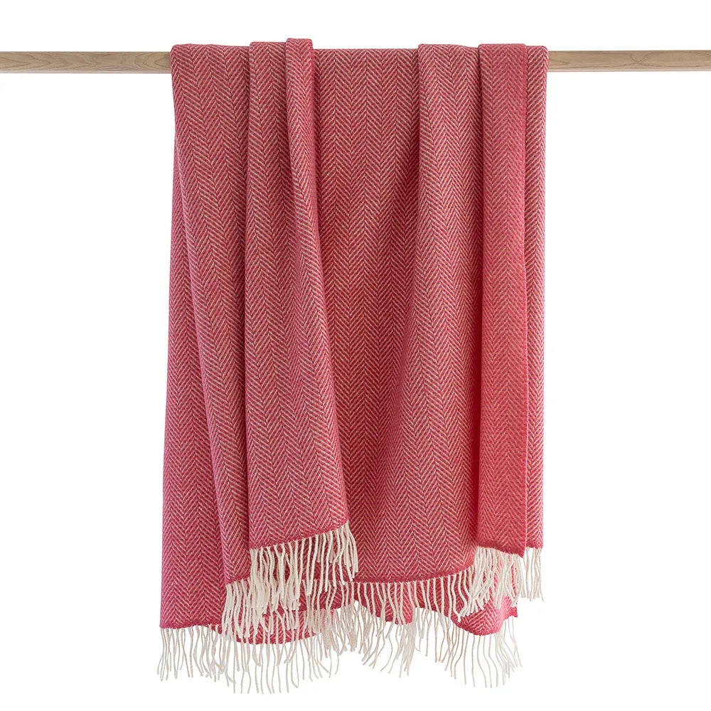 Pink Herringbone Merino & Cashmere Blanket