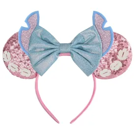 Pink Stitch Headband, Minnie Ears, for Women Girls, One Size, Plastic, Nylon, Hairband, Unisex, 1 Count