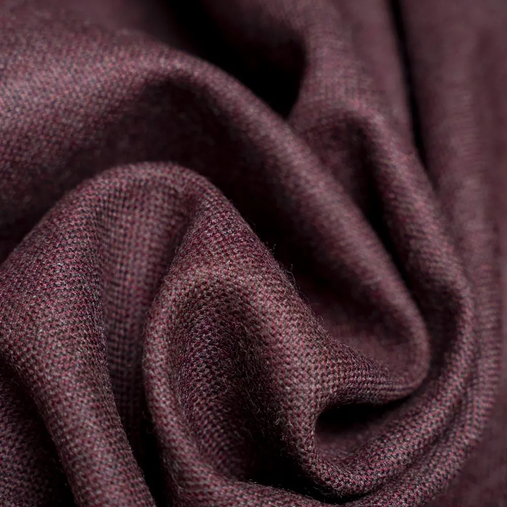 Plain Greyish Maroon, Wool Rich, Worsted Tweed Blazer Fabric