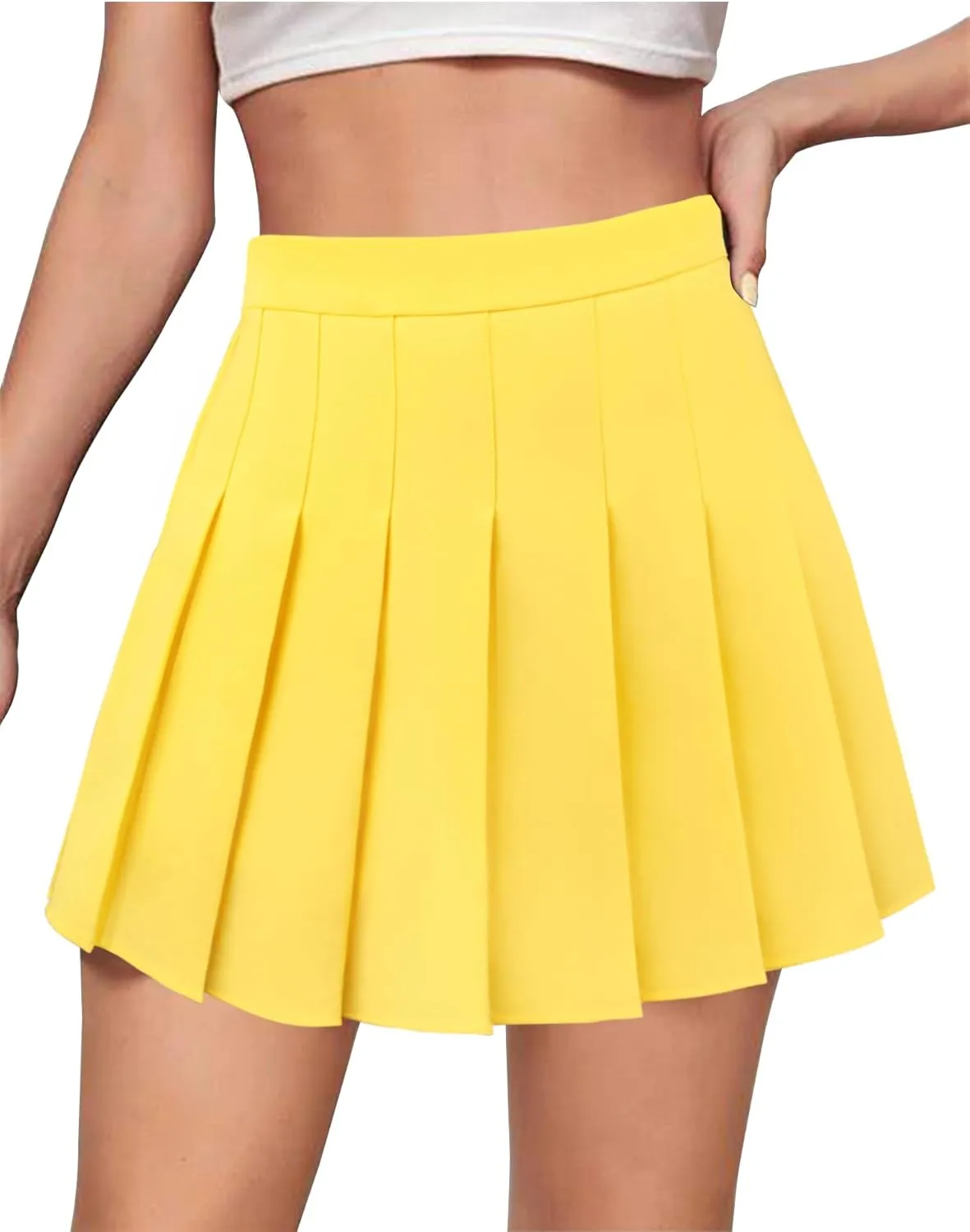 Pleated Skirt for Women Skater Skirt with Shorts Elastic Waist Plus Size Tennis Skirts