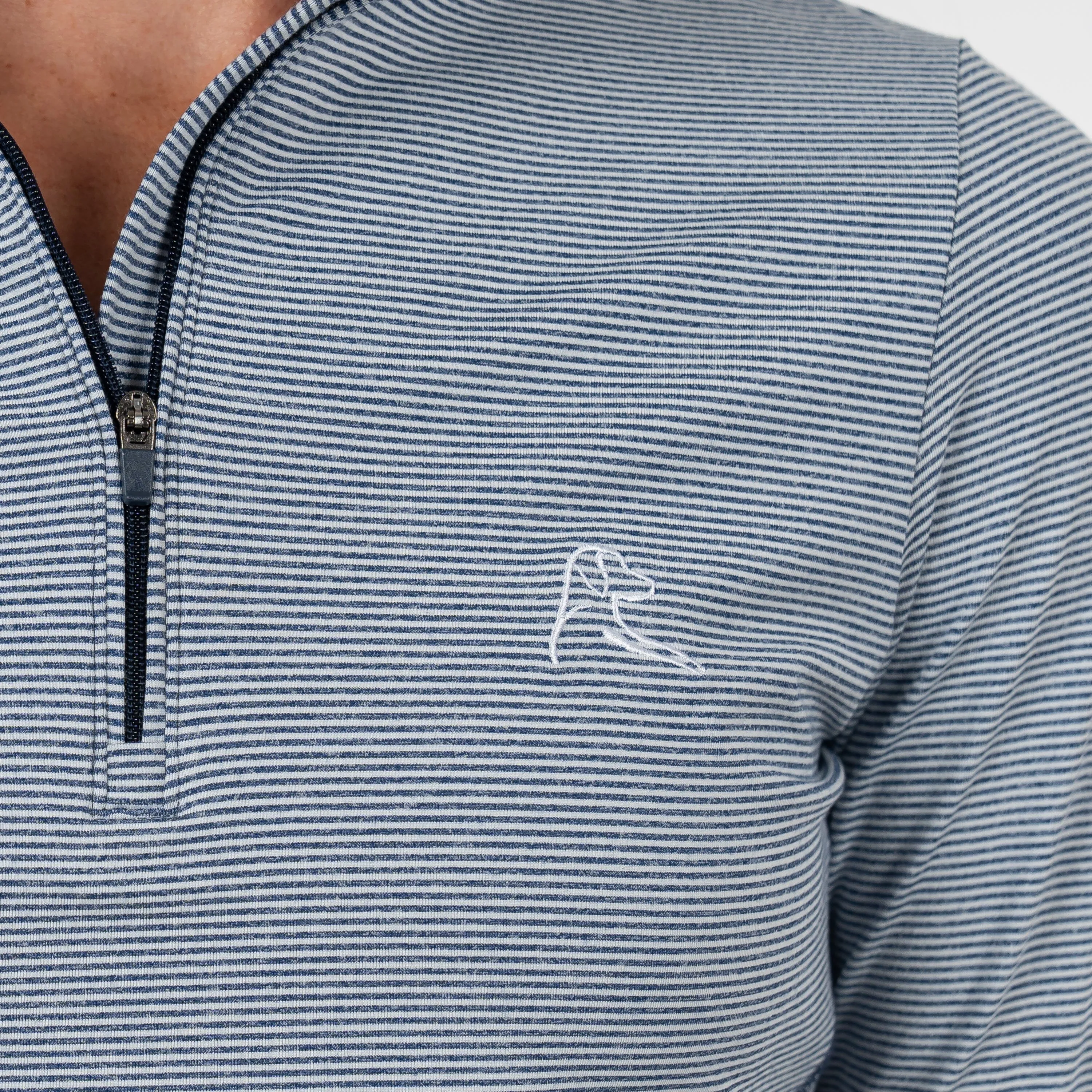 Riva Heather Stripe Performance Q-Zip | The Riva Heather Stripe - Fleet Navy/White