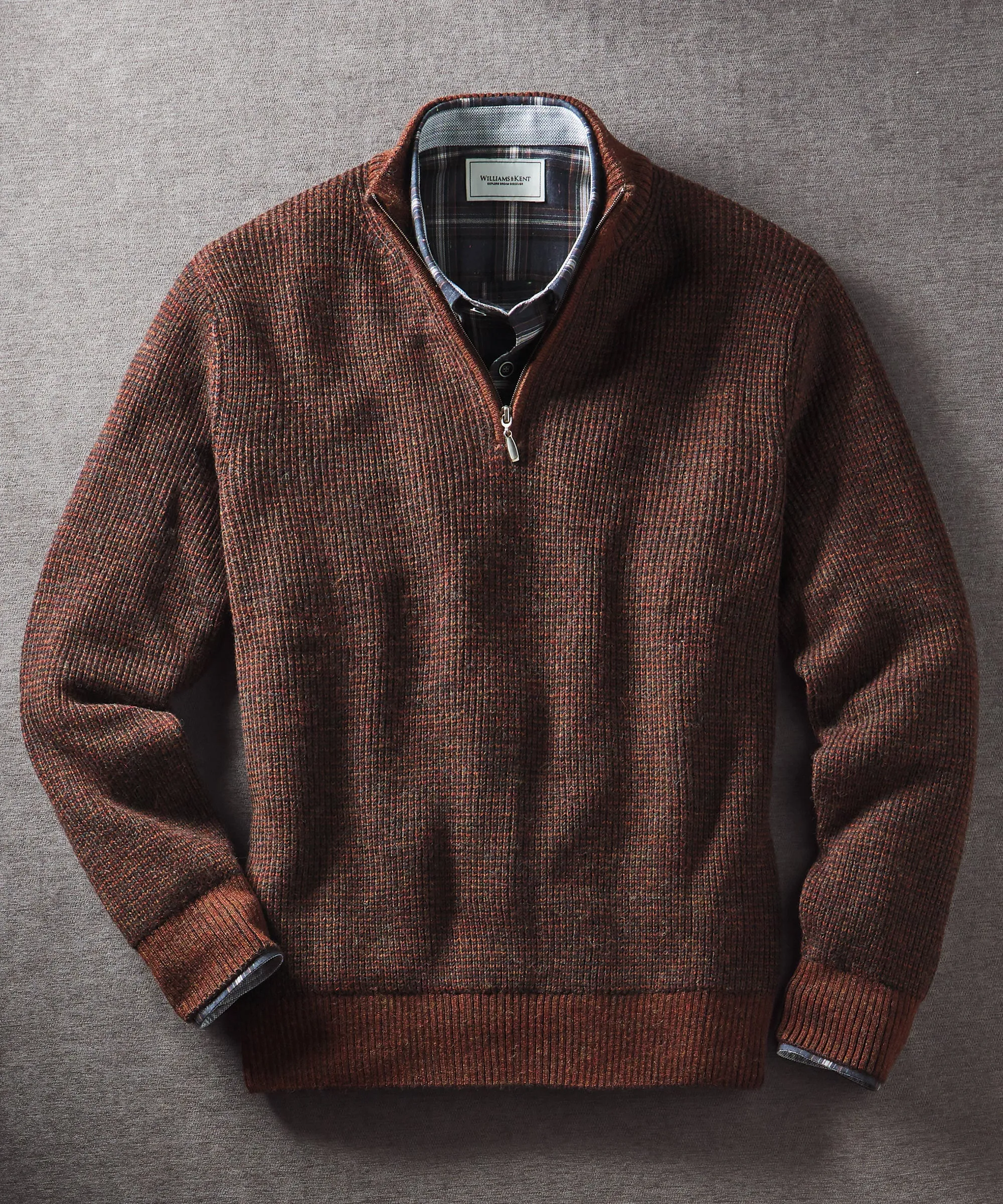 Royal Alpaca Houndstooth Half-Zip Sweater
