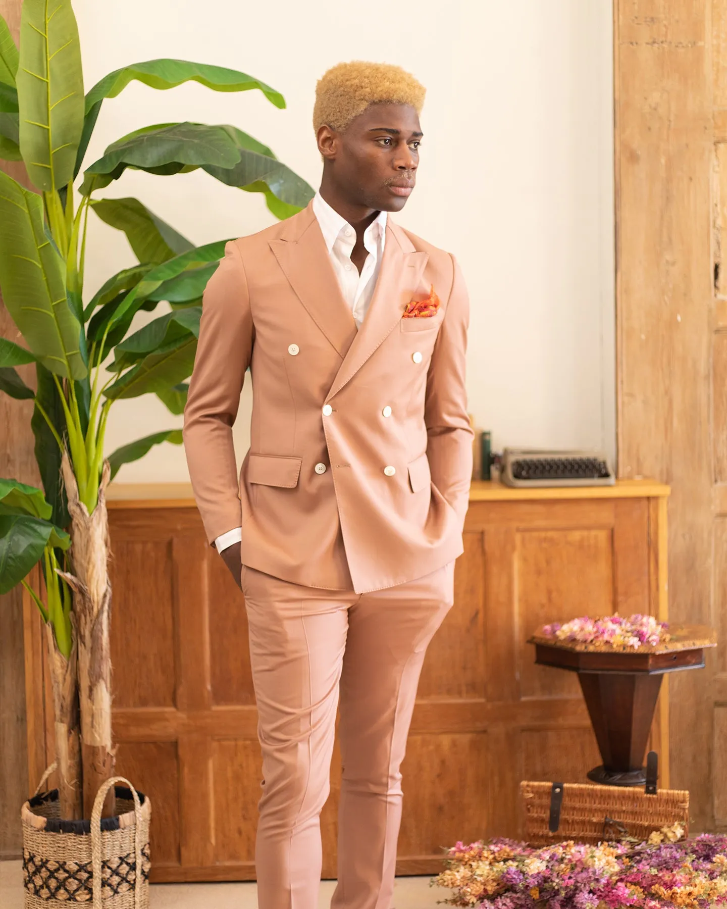 Salmon Flat Front Pant