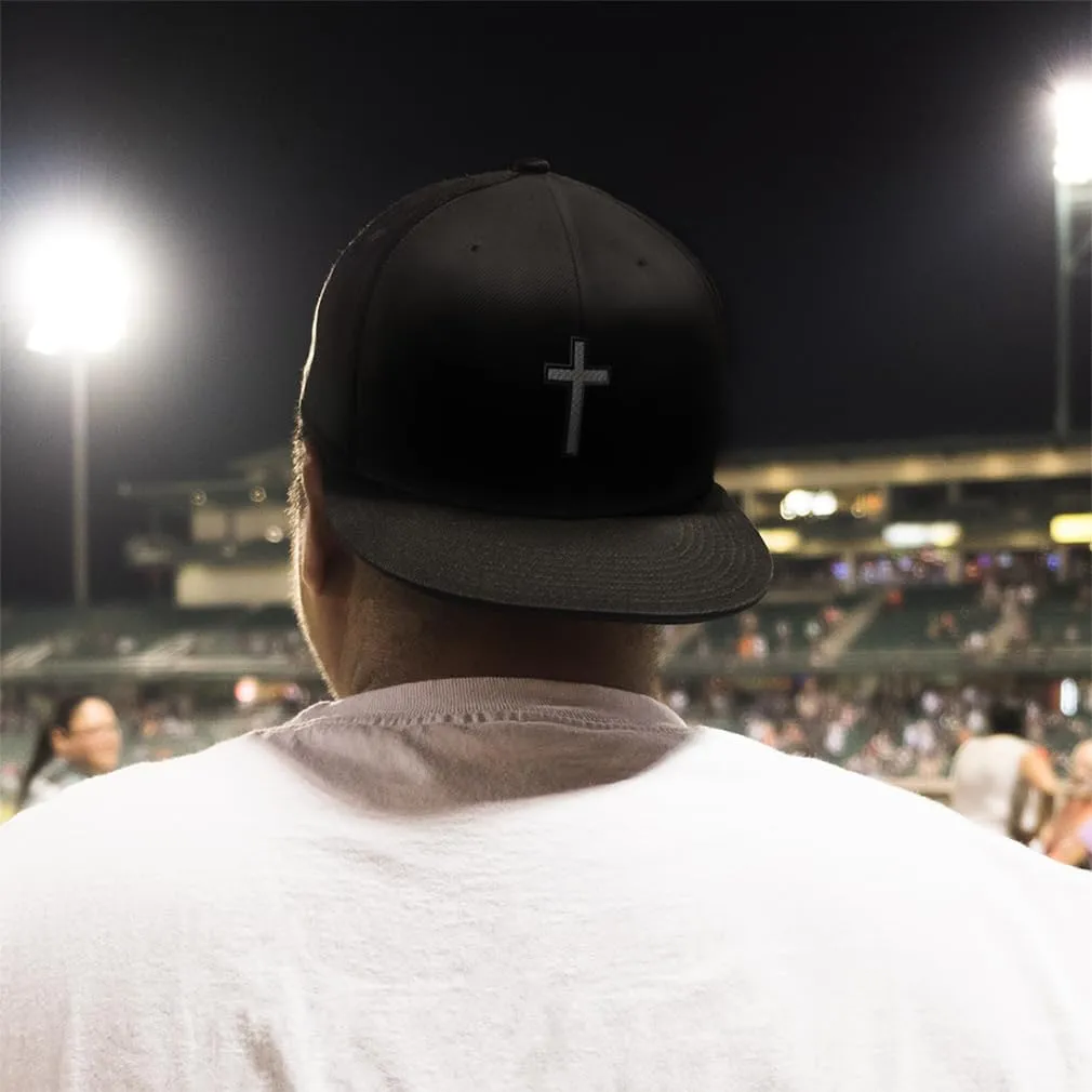 Snapback Hat for Men Flat Brim Hats Cross Black Faith Jesus Christ Christian Embroidered Flat Bill Hat