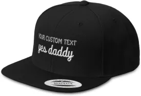 Snapback Hat for Men Flat Brim Hats Yes Daddy Dad Father Papa Pop Pa Embroidered Flat Bill Hat Acrylic