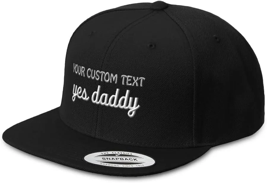 Snapback Hat for Men Flat Brim Hats Yes Daddy Dad Father Papa Pop Pa Embroidered Flat Bill Hat Acrylic