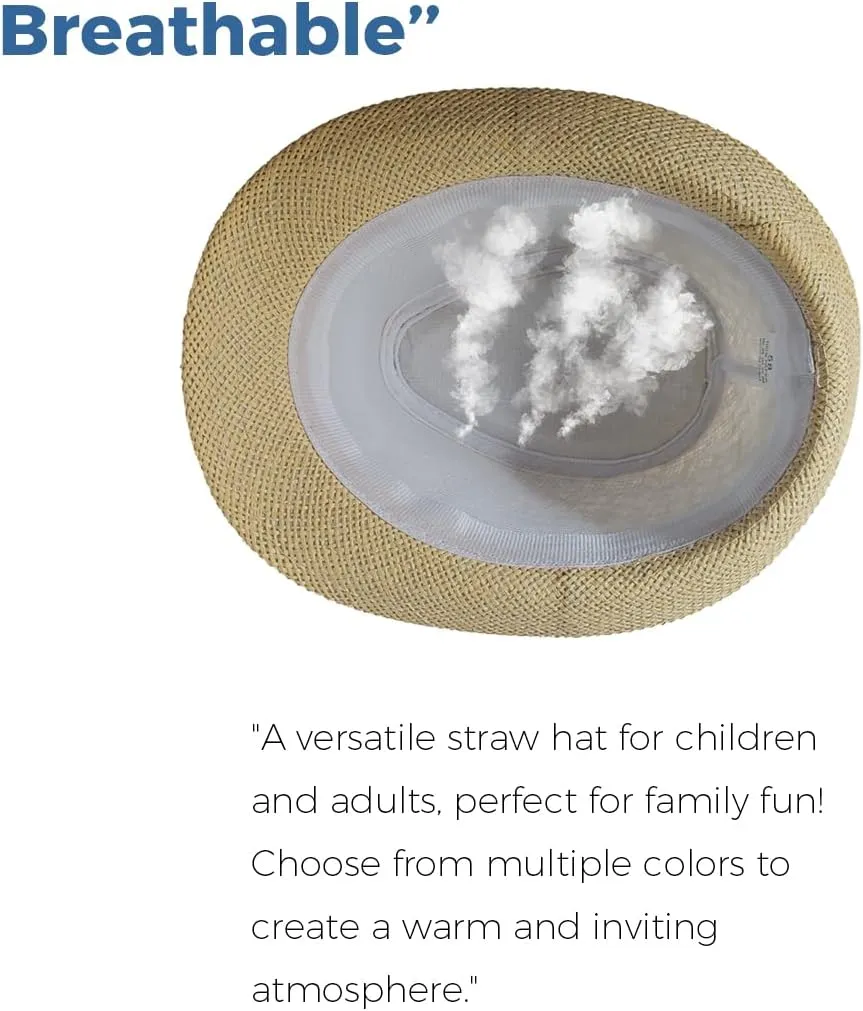 Straw Fedora Hat Wide Brim Summer Beach Sun Cap Panama Hat for Men Women