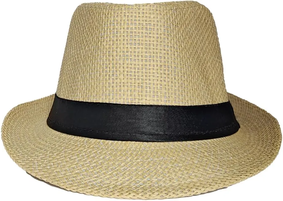 Straw Fedora Hat Wide Brim Summer Beach Sun Cap Panama Hat for Men Women