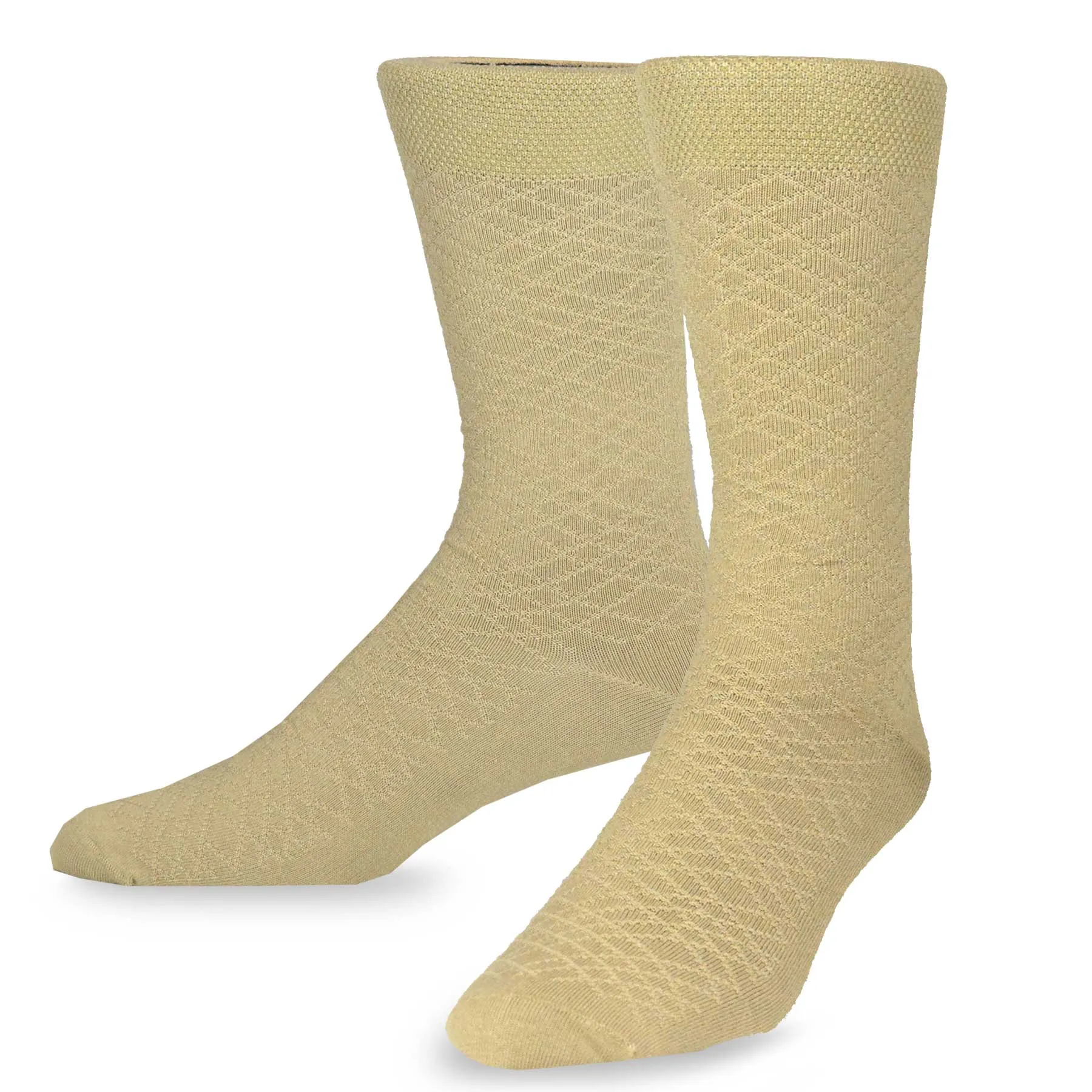 TeeHee Socks Men's Casual Bamboo Crew White, Khaki, Brown 3-Pack (50023)