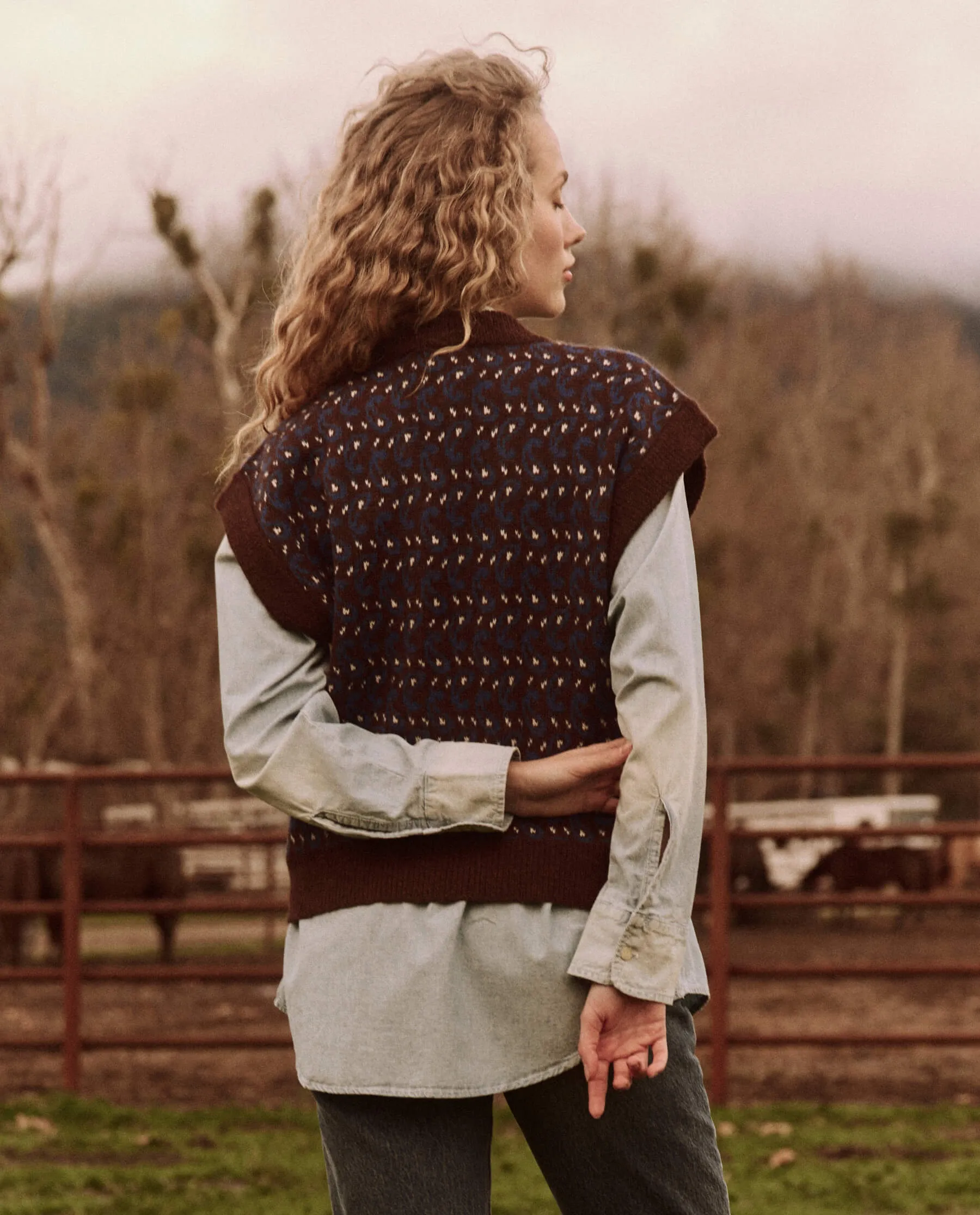 The Great Sweater Vest in Driftwood Paisley