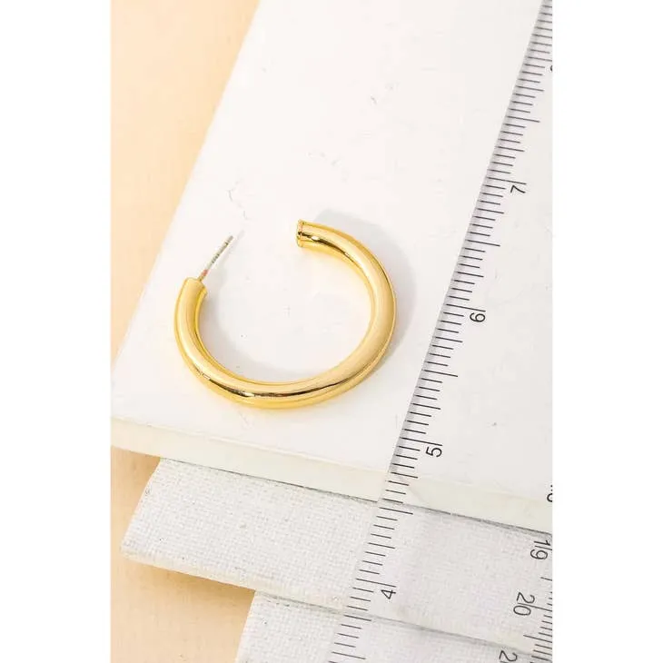 Thick Gold Open Hoop Earrings