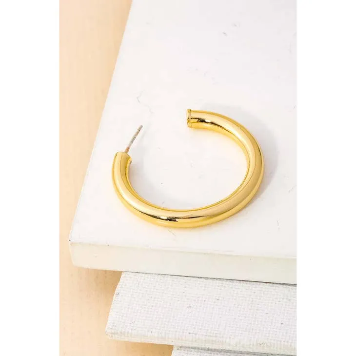 Thick Gold Open Hoop Earrings